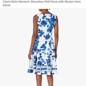 Calvin Klein Women's Sleeveless Midi Dress with Illusion Hem Detail